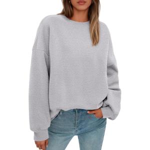 imagePRETTYGARDEN Sweatshirt for Women Oversized Crewneck Long Sleeve Pullover Fleece Top 2025 Fall Winter Fashion Outfits ClothesGrey