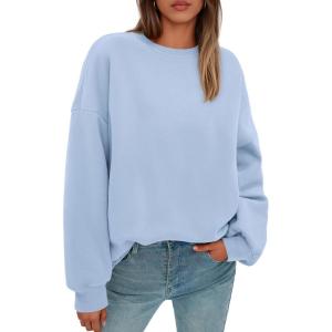 imagePRETTYGARDEN Sweatshirt for Women Oversized Crewneck Long Sleeve Pullover Fleece Top 2025 Fall Winter Fashion Outfits ClothesLight Blue