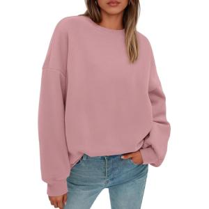 imagePRETTYGARDEN Sweatshirt for Women Oversized Crewneck Long Sleeve Pullover Fleece Top 2025 Fall Winter Fashion Outfits ClothesPink