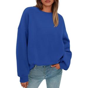 imagePRETTYGARDEN Sweatshirt for Women Oversized Crewneck Long Sleeve Pullover Fleece Top 2025 Fall Winter Fashion Outfits ClothesRoyal Blue