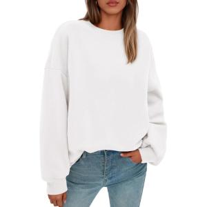 imagePRETTYGARDEN Sweatshirt for Women Oversized Crewneck Long Sleeve Pullover Fleece Top 2025 Fall Winter Fashion Outfits ClothesWhite