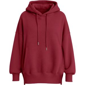 imagePRETTYGARDEN Womens 2025 Fall Fashion Oversized Hoodies Sweatshirt Fleece Long Sleeve Going Out Tops Trendy Winter ClothingBurgundy