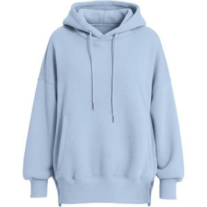 imagePRETTYGARDEN Womens 2025 Fall Fashion Oversized Hoodies Sweatshirt Fleece Long Sleeve Going Out Tops Trendy Winter ClothingLight Blue