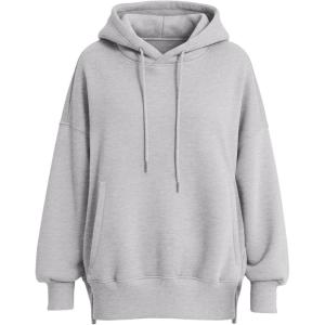 imagePRETTYGARDEN Womens 2025 Fall Fashion Oversized Hoodies Sweatshirt Fleece Long Sleeve Going Out Tops Trendy Winter ClothingLight Grey