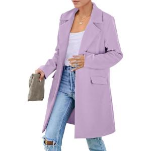 imagePRETTYGARDEN Womens 2025 Spring Fall Long Blazer Jackets Long Sleeve Lapel Pockets Loose Fit Work Casual Blazers OuterwearPurple