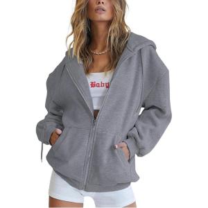 imagePRETTYGARDEN Womens 2025 Zip Up Y2K Hoodies Casual Long Sleeve Sweatshirts Fall Spring Track Jackets with PocketsDark Grey