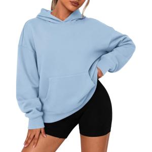 imagePRETTYGARDEN Womens Oversized Hoodies Fleece Sweatshirts Fall Fashion 2025 Long Sleeve Pullover Tops Y2k Winter ClothesLight Blue