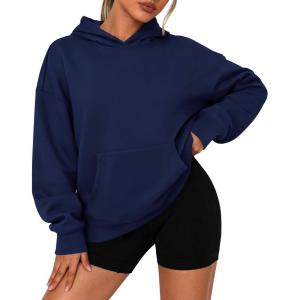 imagePRETTYGARDEN Womens Oversized Hoodies Fleece Sweatshirts Fall Fashion 2025 Long Sleeve Pullover Tops Y2k Winter ClothesNavy Blue