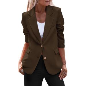 imagePRETTYGARDEN Womens Spring Fall Business Casual Blazers Long Sleeve Notch Lapel Trendy Work Office Blazer Jackets OuterwearCoffee