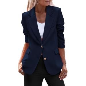 imagePRETTYGARDEN Womens Spring Fall Business Casual Blazers Long Sleeve Notch Lapel Trendy Work Office Blazer Jackets OuterwearNavy
