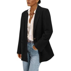 imagePRETTYGARDEN Womens Winter Corduroy Blazers Jackets Dressy Casual Ribbed Long Sleeve Lapel Fashion Work Business OuterwearBlack
