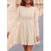 imagePRETTYGARDEN Fall Cocktail Dresses for Women Elegant Classy Wedding Guest 2025 Long Sleeve Homecoming Party A Line Mini DressBeige