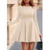imagePRETTYGARDEN Fall Cocktail Dresses for Women Elegant Classy Wedding Guest 2025 Long Sleeve Homecoming Party A Line Mini DressBeige