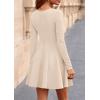 imagePRETTYGARDEN Fall Cocktail Dresses for Women Elegant Classy Wedding Guest 2025 Long Sleeve Homecoming Party A Line Mini DressBeige