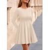 imagePRETTYGARDEN Fall Cocktail Dresses for Women Elegant Classy Wedding Guest 2025 Long Sleeve Homecoming Party A Line Mini DressBeige
