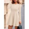 imagePRETTYGARDEN Fall Cocktail Dresses for Women Elegant Classy Wedding Guest 2025 Long Sleeve Homecoming Party A Line Mini DressBeige
