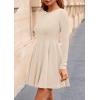 imagePRETTYGARDEN Fall Cocktail Dresses for Women Elegant Classy Wedding Guest 2025 Long Sleeve Homecoming Party A Line Mini DressBeige
