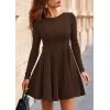 imagePRETTYGARDEN Fall Cocktail Dresses for Women Elegant Classy Wedding Guest 2025 Long Sleeve Homecoming Party A Line Mini DressBrown