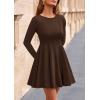 imagePRETTYGARDEN Fall Cocktail Dresses for Women Elegant Classy Wedding Guest 2025 Long Sleeve Homecoming Party A Line Mini DressBrown