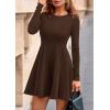 imagePRETTYGARDEN Fall Cocktail Dresses for Women Elegant Classy Wedding Guest 2025 Long Sleeve Homecoming Party A Line Mini DressBrown