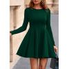 imagePRETTYGARDEN Fall Cocktail Dresses for Women Elegant Classy Wedding Guest 2025 Long Sleeve Homecoming Party A Line Mini DressDark Green