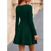 imagePRETTYGARDEN Fall Cocktail Dresses for Women Elegant Classy Wedding Guest 2025 Long Sleeve Homecoming Party A Line Mini DressDark Green