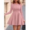 imagePRETTYGARDEN Fall Cocktail Dresses for Women Elegant Classy Wedding Guest 2025 Long Sleeve Homecoming Party A Line Mini DressPink
