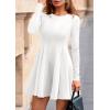 imagePRETTYGARDEN Fall Cocktail Dresses for Women Elegant Classy Wedding Guest 2025 Long Sleeve Homecoming Party A Line Mini DressWhite