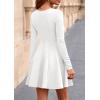 imagePRETTYGARDEN Fall Cocktail Dresses for Women Elegant Classy Wedding Guest 2025 Long Sleeve Homecoming Party A Line Mini DressWhite