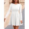 imagePRETTYGARDEN Fall Cocktail Dresses for Women Elegant Classy Wedding Guest 2025 Long Sleeve Homecoming Party A Line Mini DressWhite