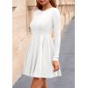 imagePRETTYGARDEN Fall Cocktail Dresses for Women Elegant Classy Wedding Guest 2025 Long Sleeve Homecoming Party A Line Mini DressWhite