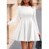 imagePRETTYGARDEN Fall Cocktail Dresses for Women Elegant Classy Wedding Guest 2025 Long Sleeve Homecoming Party A Line Mini DressWhite