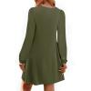 imagePRETTYGARDEN Fall Dresses for Women 2025 Long Sleeve Mini Short Flowy A Line Casual Holiday Party Tunic Dress Fashion ClothesArmy Green