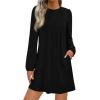 imagePRETTYGARDEN Fall Dresses for Women 2025 Long Sleeve Mini Short Flowy A Line Casual Holiday Party Tunic Dress Fashion ClothesBlack