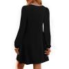 imagePRETTYGARDEN Fall Dresses for Women 2025 Long Sleeve Mini Short Flowy A Line Casual Holiday Party Tunic Dress Fashion ClothesBlack