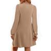 imagePRETTYGARDEN Fall Dresses for Women 2025 Long Sleeve Mini Short Flowy A Line Casual Holiday Party Tunic Dress Fashion ClothesKhaki
