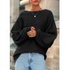 imagePRETTYGARDEN Fall Sweaters for Women 2025 Oversized Boat Neck Pullover Long Sleeve Knit Tops Cozy Winter Fashion ClothingBlack