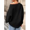 imagePRETTYGARDEN Fall Sweaters for Women 2025 Oversized Boat Neck Pullover Long Sleeve Knit Tops Cozy Winter Fashion ClothingBlack