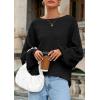 imagePRETTYGARDEN Fall Sweaters for Women 2025 Oversized Boat Neck Pullover Long Sleeve Knit Tops Cozy Winter Fashion ClothingBlack
