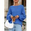 imagePRETTYGARDEN Fall Sweaters for Women 2025 Oversized Boat Neck Pullover Long Sleeve Knit Tops Cozy Winter Fashion ClothingBlue