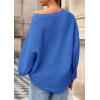 imagePRETTYGARDEN Fall Sweaters for Women 2025 Oversized Boat Neck Pullover Long Sleeve Knit Tops Cozy Winter Fashion ClothingBlue