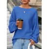 imagePRETTYGARDEN Fall Sweaters for Women 2025 Oversized Boat Neck Pullover Long Sleeve Knit Tops Cozy Winter Fashion ClothingBlue