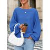 imagePRETTYGARDEN Fall Sweaters for Women 2025 Oversized Boat Neck Pullover Long Sleeve Knit Tops Cozy Winter Fashion ClothingBlue