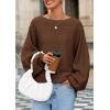 imagePRETTYGARDEN Fall Sweaters for Women 2025 Oversized Boat Neck Pullover Long Sleeve Knit Tops Cozy Winter Fashion ClothingBrown