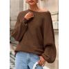 imagePRETTYGARDEN Fall Sweaters for Women 2025 Oversized Boat Neck Pullover Long Sleeve Knit Tops Cozy Winter Fashion ClothingBrown