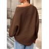 imagePRETTYGARDEN Fall Sweaters for Women 2025 Oversized Boat Neck Pullover Long Sleeve Knit Tops Cozy Winter Fashion ClothingBrown