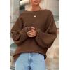 imagePRETTYGARDEN Fall Sweaters for Women 2025 Oversized Boat Neck Pullover Long Sleeve Knit Tops Cozy Winter Fashion ClothingBrown