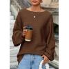imagePRETTYGARDEN Fall Sweaters for Women 2025 Oversized Boat Neck Pullover Long Sleeve Knit Tops Cozy Winter Fashion ClothingBrown