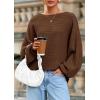 imagePRETTYGARDEN Fall Sweaters for Women 2025 Oversized Boat Neck Pullover Long Sleeve Knit Tops Cozy Winter Fashion ClothingBrown