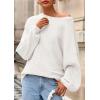 imagePRETTYGARDEN Fall Sweaters for Women 2025 Oversized Boat Neck Pullover Long Sleeve Knit Tops Cozy Winter Fashion ClothingWhite